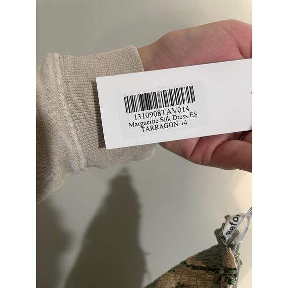 NWT Reformation Marguerite Silk Dress in Tarragon Size 14 - Picture 13 of 15
